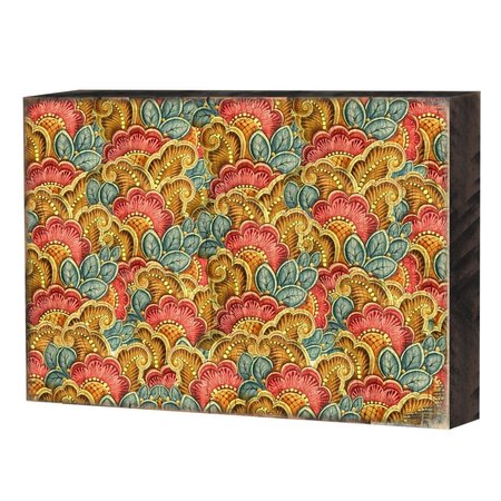 DESIGNOCRACY Patterned Rustic Wooden Block Design Graphic Art 9501918